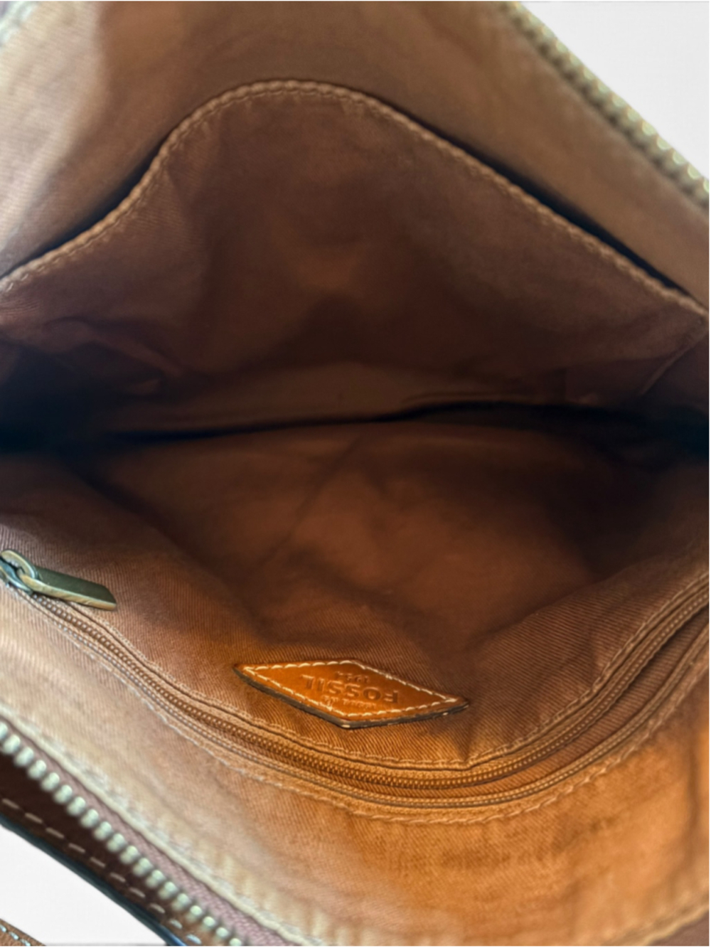 Fossil Emma Brown Leather Crossbody Bag Purse - Picture 6 of 7
